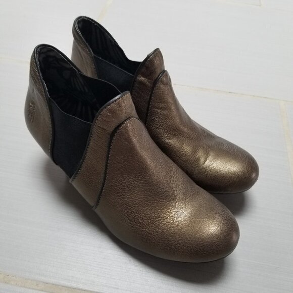 FLY London Bronze Kitten Heel  Ankle Booties Victorian 38 - Picture 3 of 10